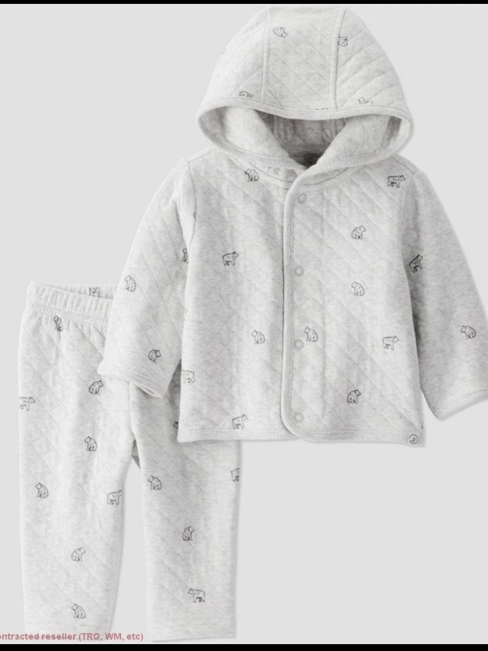 Little Planet By Carter’s Organic Baby 2pc Quilted Hooded Set - Gray 3 Months